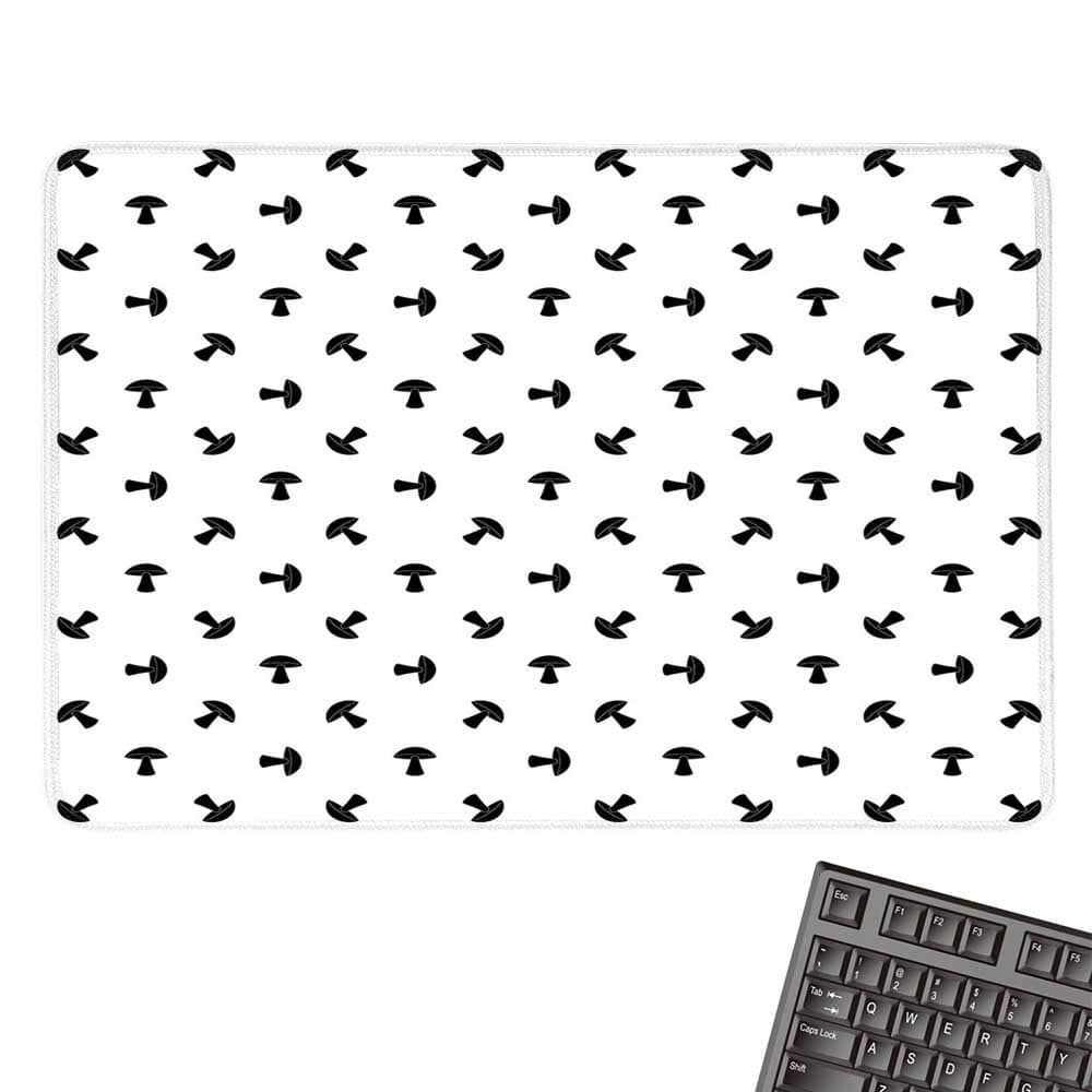 MushroomE-Sports Gaming Mouse PadStylized Modern Birch Mushrooms in Black Color Porcini Fungus Simplistic DesignNonslip Rubber Base 15.7"x23.6"Black White