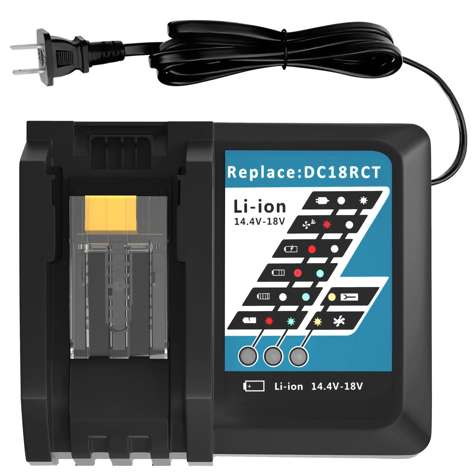TOPBATT DC18RC Replacement Charger Compatible with Makita 14.4V-18V Lithium ion Battery BL1815 BL1830 BL1840 BL1850 BL1430 BL1440 BL1450