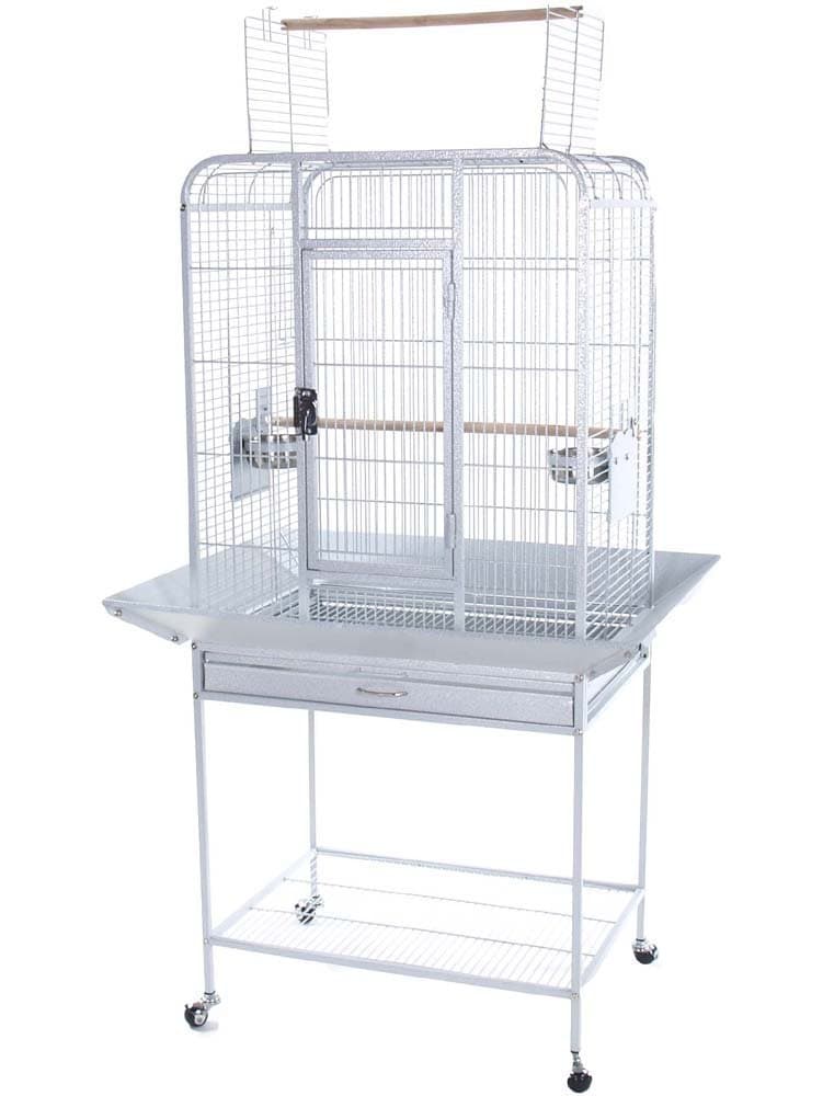 New Bird Parrot Cage 24"x18"x54" with Seed Guards Open Top Cockatiel Conure Finch (White Vein)