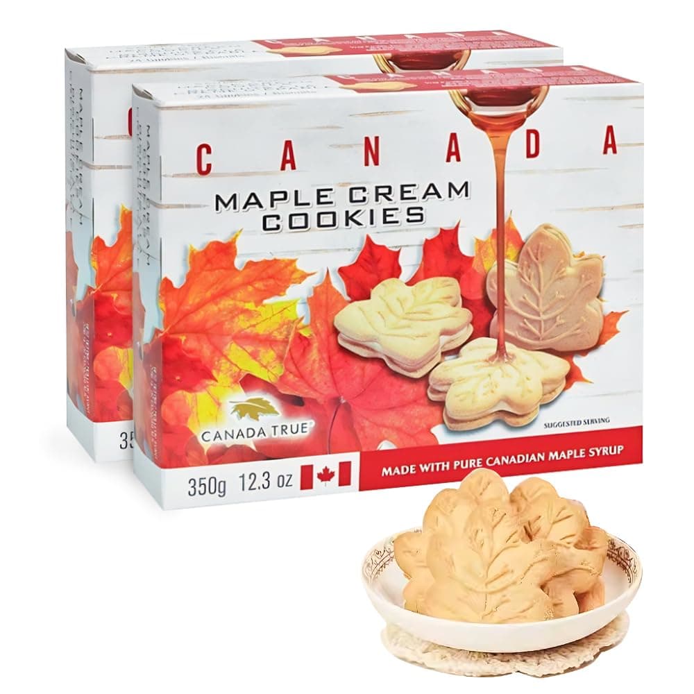 Maple Cookies From Canada 2-Pack x 350g Maple Cream Cookies Made From 100% Real Canadian Maple Syrup - In BoomQQ Special Packaging