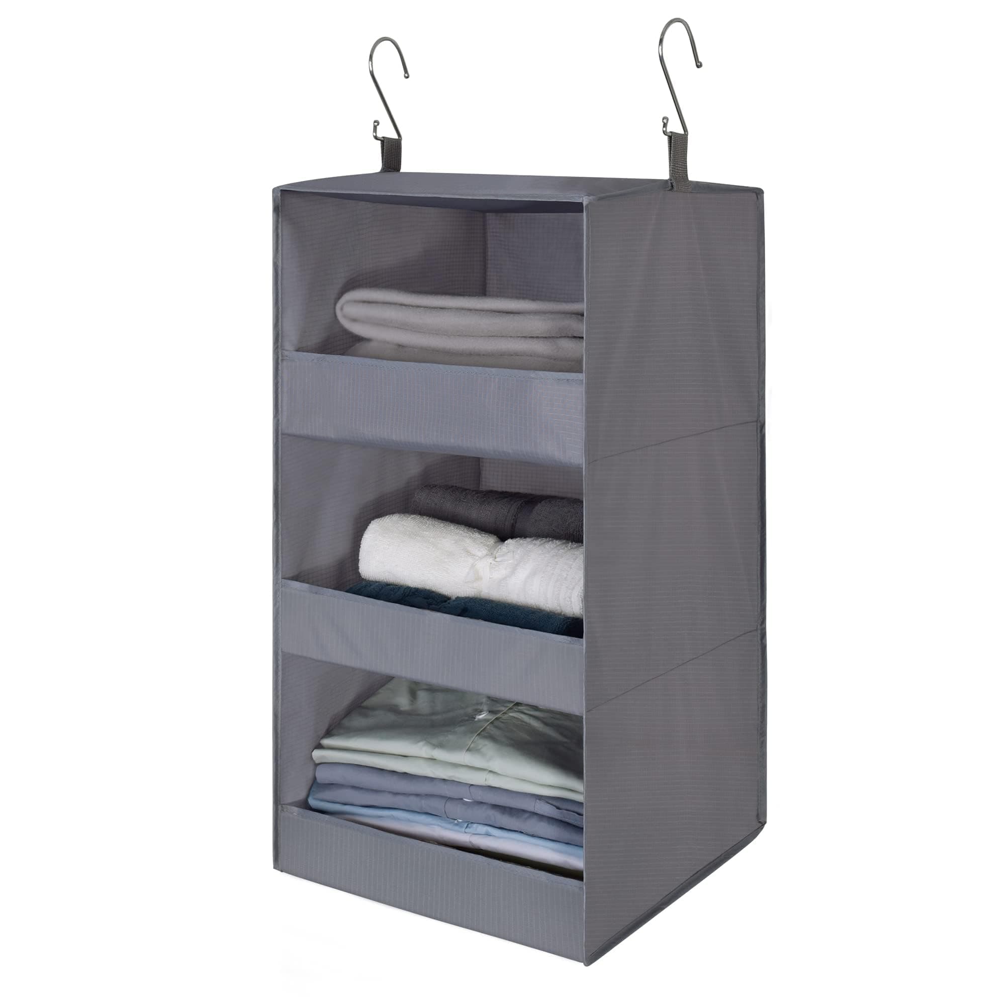 GRANNY SAYS 3-Shelf Hanging Closet Organizer, Pack of 1 Hanging Shelves for Closet Storage, Wardrobe Hanging Organizer, Collapsible Hanging Storage Organizer, Hanging Organizer for Clothes, Grey