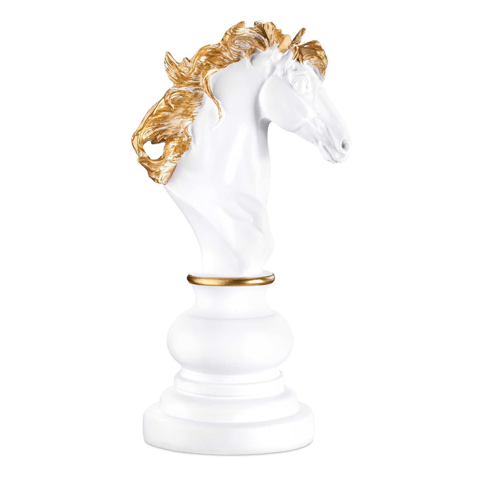 Navaris Chess Statue Decor Piece - 10.6" Tall Decorative Resin Sculpture - Large Game Figure Decoration Ornament for Home Office Study - White Knight