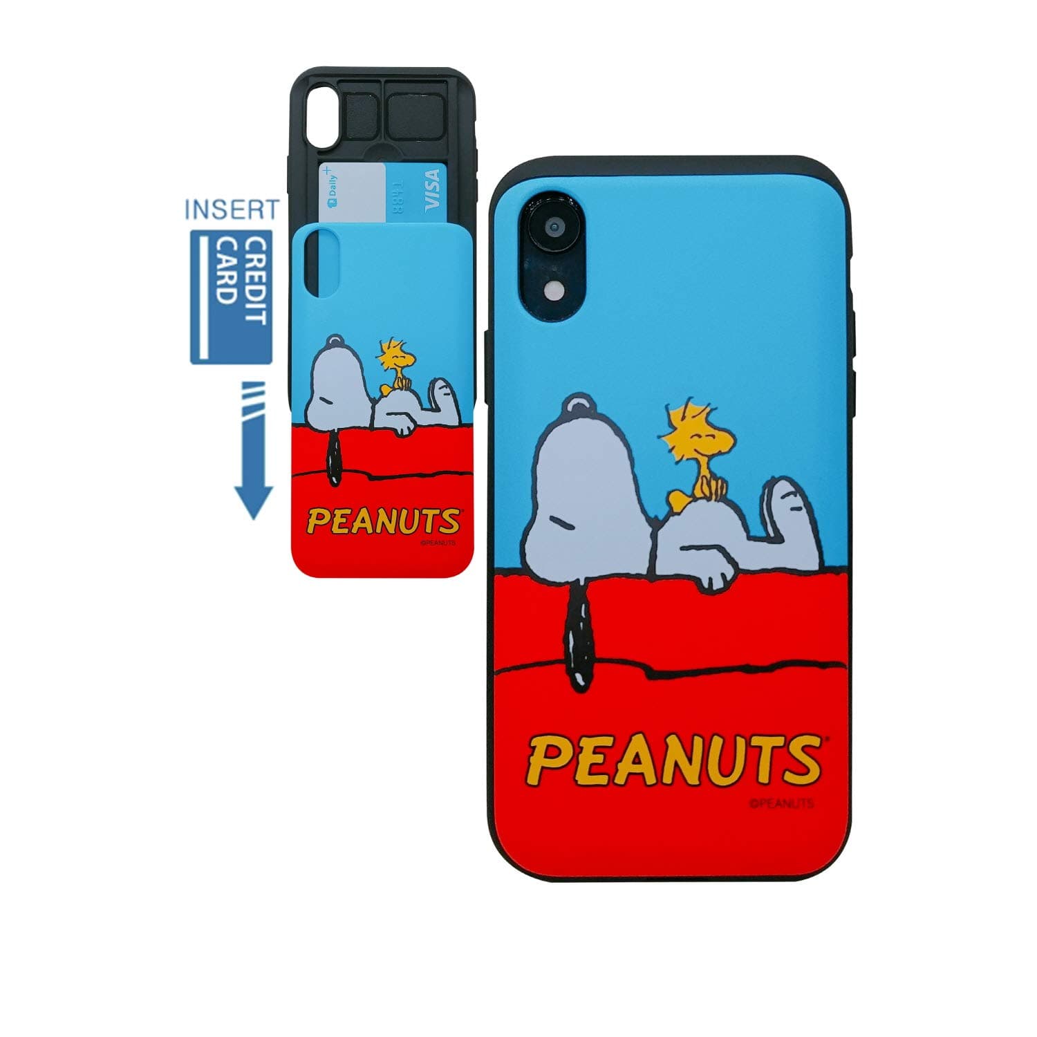 [iPhone Xs Max Wallet Case] KUBRICK Slide Bumper Card Holder iPhone Peanuts Snoopy Case (Snoopy House)