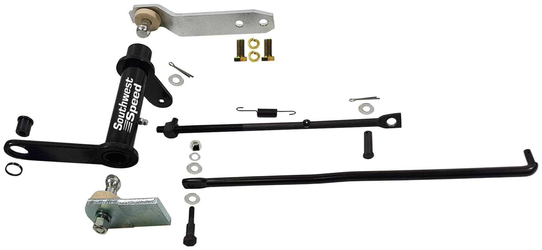 NEW 1956 CHEVY CLUTCH PEDAL LINKAGE KIT WITH BRACKET, CLUTCH CROSS SHAFT Z BAR, CLUTCH FORK ADJUSTING PUSH ROD, SPRINGS, WASHERS, BOLTS