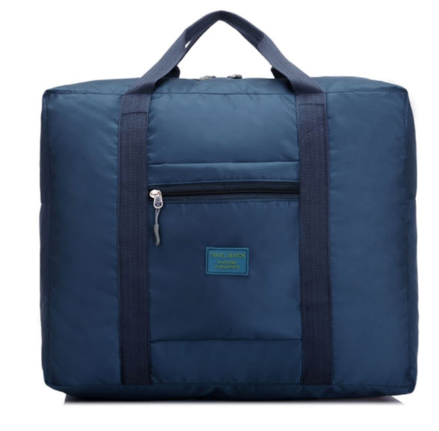 OriDecor Foldable Large Capacity Travel Spare Bag Gym Bag Beach Pack with Wide Opening, Zipper Pocket and a Large Holding Height, Great for Travel, Holiday, Camping, Hiking, Gym (Navy Blue)