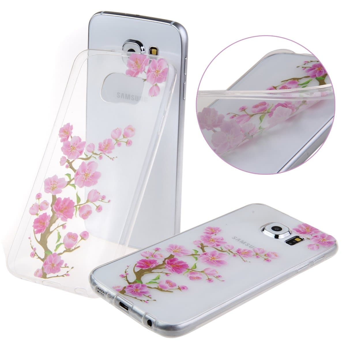 Galaxy S6 Edge Case,S6 Edge Clear Case Cover,Eforcase™ Protective Ultra Slim Funny Lovely Back Case for Samsung Galaxy S6 Edge,Clear Soft TPU Gel Rubber Skin Case Cover for Galaxy S6 Edge,Transparent Cute Adorable Cartoon Dolphins Bears Penguins Case Silicone Cover for Samsung S6 Edge (Wintersweet)