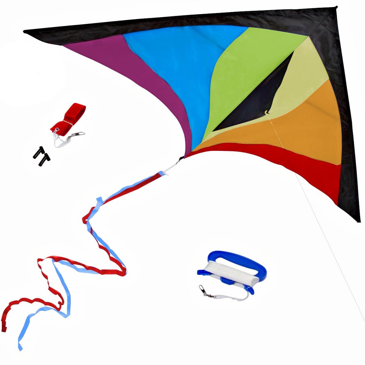 Best Delta Kite, Easy Fly for Kids and Beginners, Single Line w/Tail Ribbons, Stunning Colors, Large, Meticulously Designed and Tested + Guarantee + Bonuses