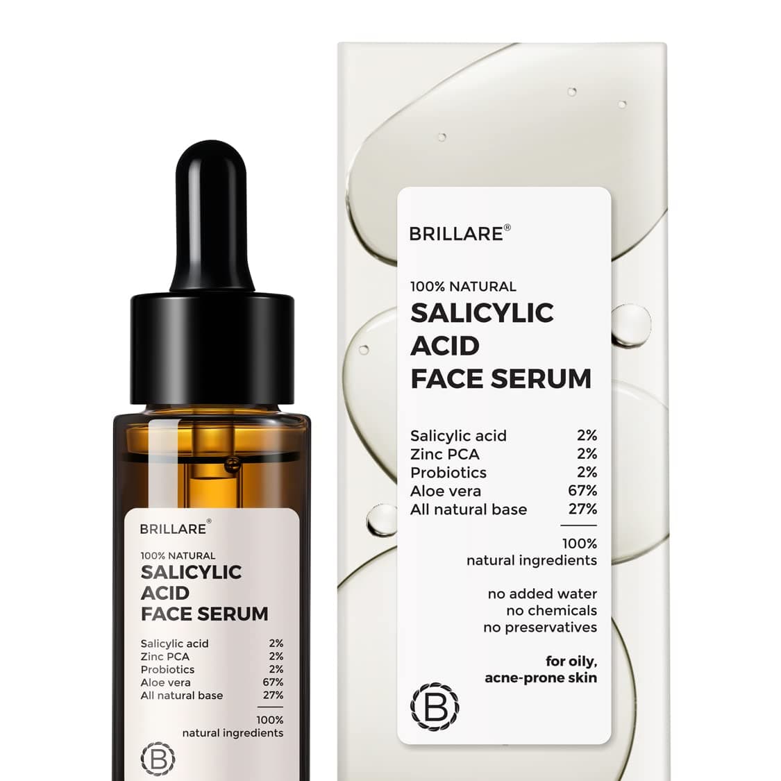 2% Salicylic Acid Face Serum | Visible Acne Reduction in 7 Days | Fights Acne, Blackheads & Excess Oil | With Zinc & Probiotics | Lightweight Anti-Acne Serum for Oily & Acne-Prone Skin