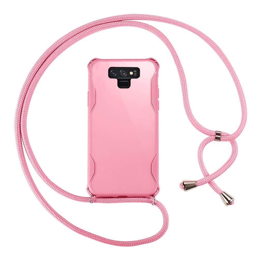 xinyunew Crossbody Case for Samsung Galaxy Note 9 - color TPU Cell Phone Mobile Cover Holder with Neck Cord Lanyard Strap - Protective film/Pink