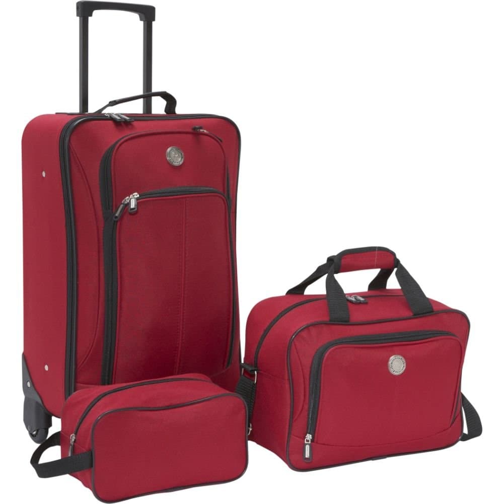 Travelers Club Euro Value II Softside Upright Luggage, Red, 3-Piece Set