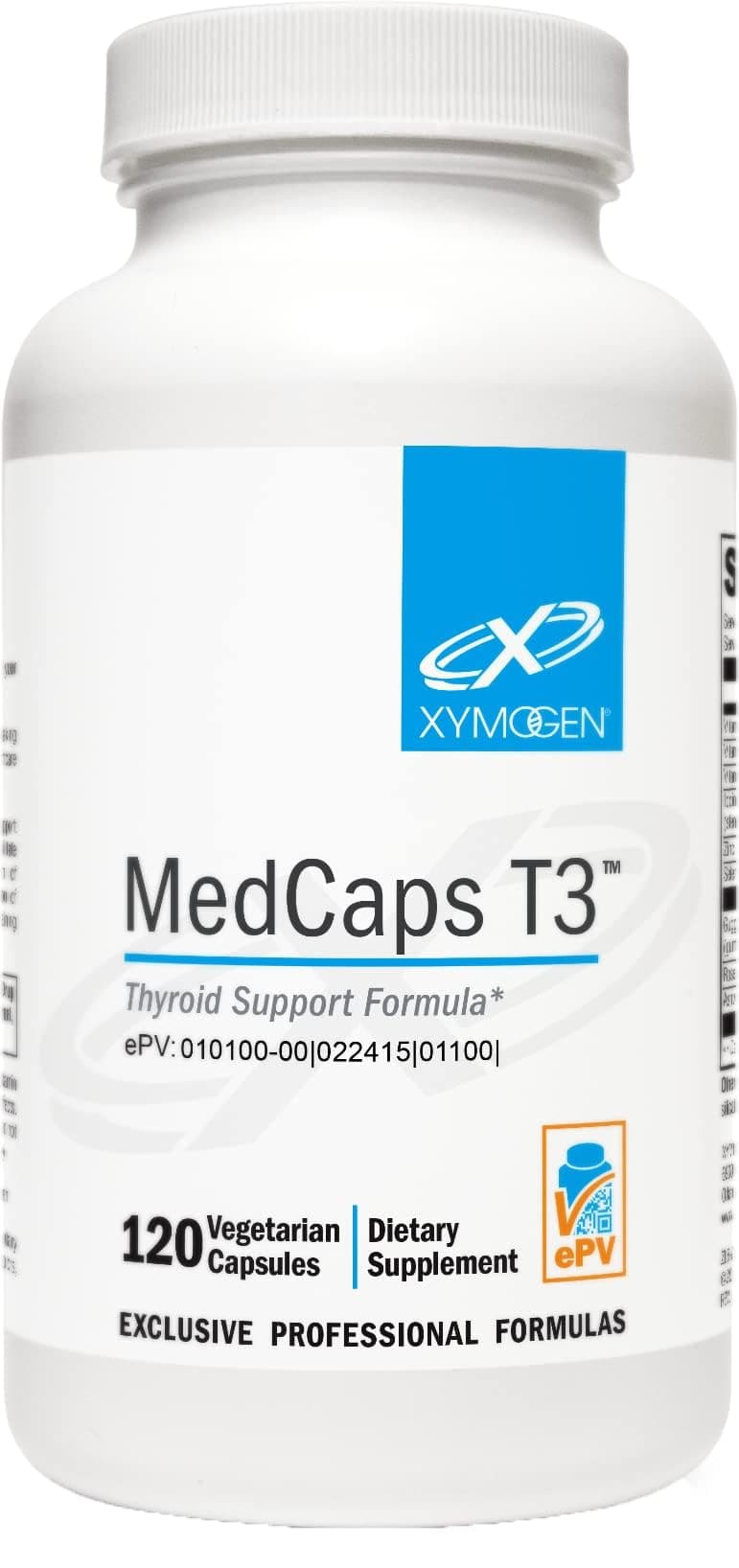 XYMOGEN MedCaps T3 - Thyroid Support Formula with Vitamins + Herbs - Selenium, Zinc, Vitamin E + C, Ashwagandha, Guggul Extract, and Iodine Supplement (120 Capsules)