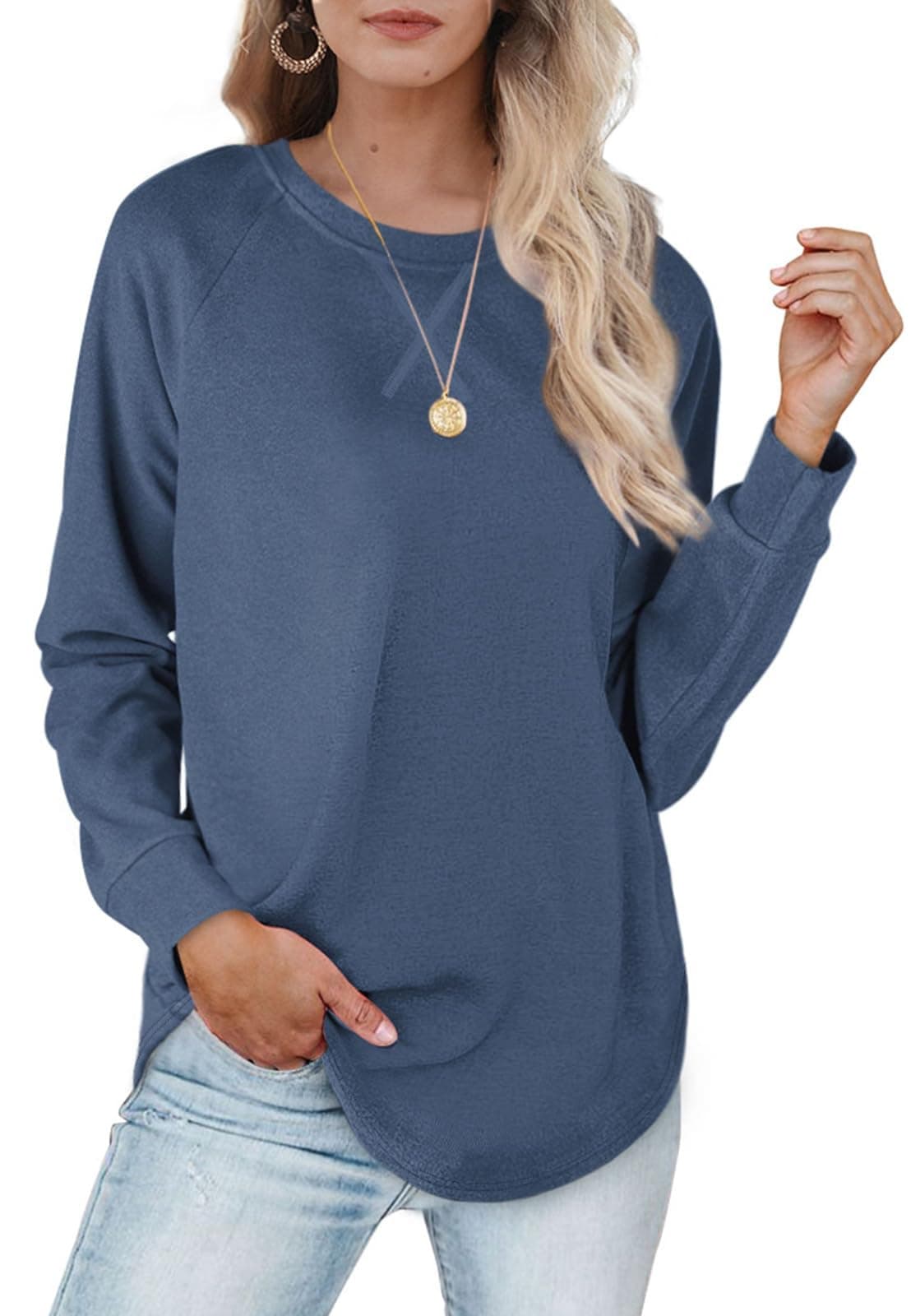 XIEERDUO Womens Sweatshirts Crewneck Loose Fitting Tops For Women Long Sleeve Shirts Pullover