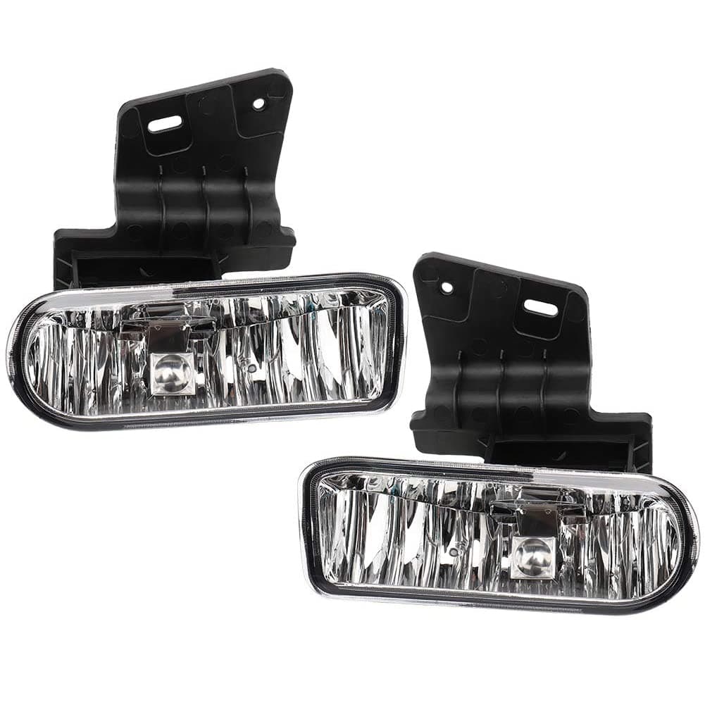 MAYASAF Clear Lens Fog Light Pair of Bumper Fog Lamp Assembly Compatible for 1999 2000 2001 2002 Silverado 1500/2500/3500, 2000-2006 Suburban Tahoe Exclude Z71
