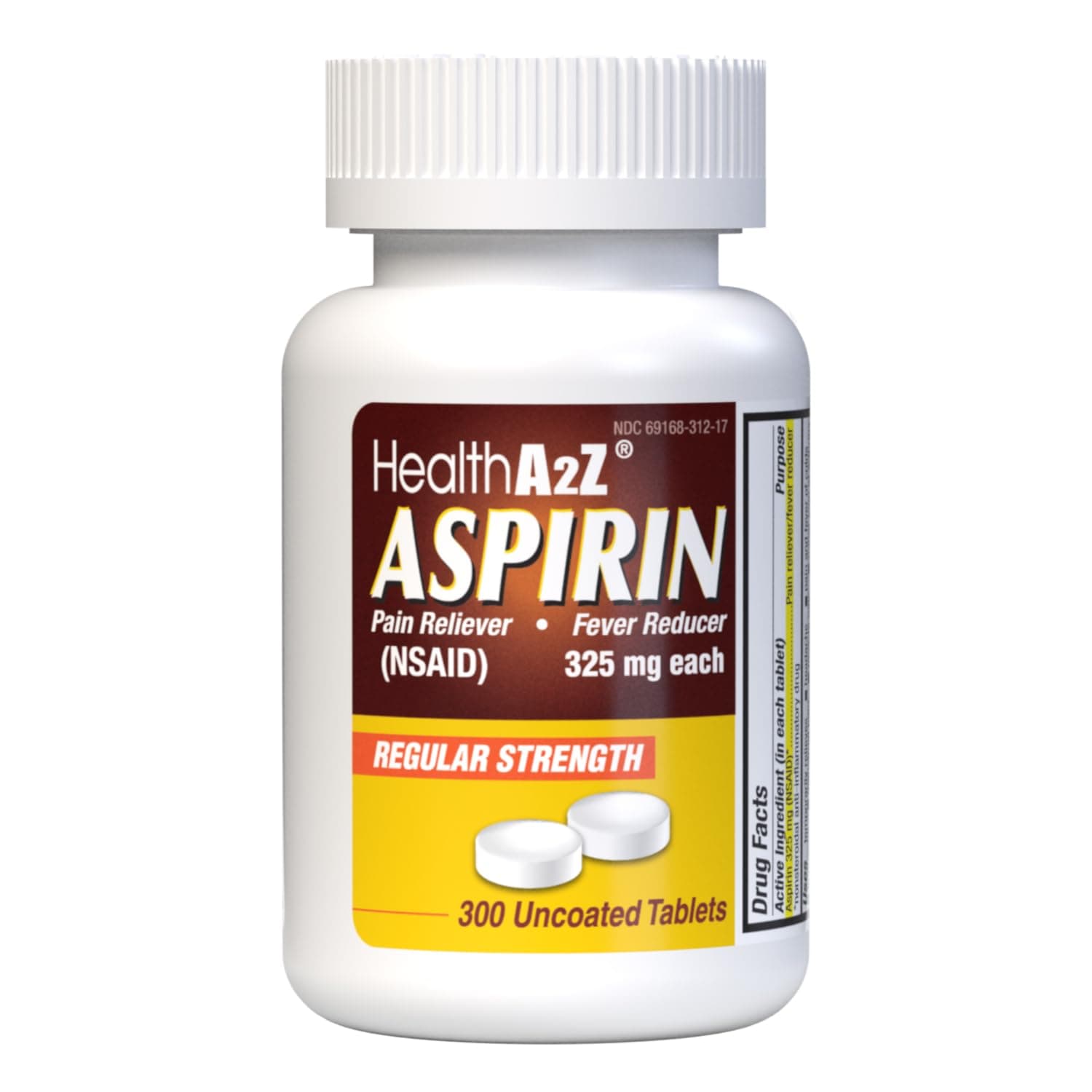 - Aspirin 325mg | Uncoated Tablets |Original Strength | Pain Reliver | Fever Reducer | Compare to Bayer® Active Ingredients… (300 Counts)