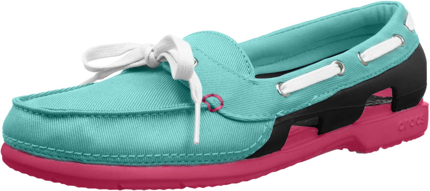 Crocs Womens Beach Line Hybrid Lace Up Boat Shoes, Pool/Nautical Navy, US 9