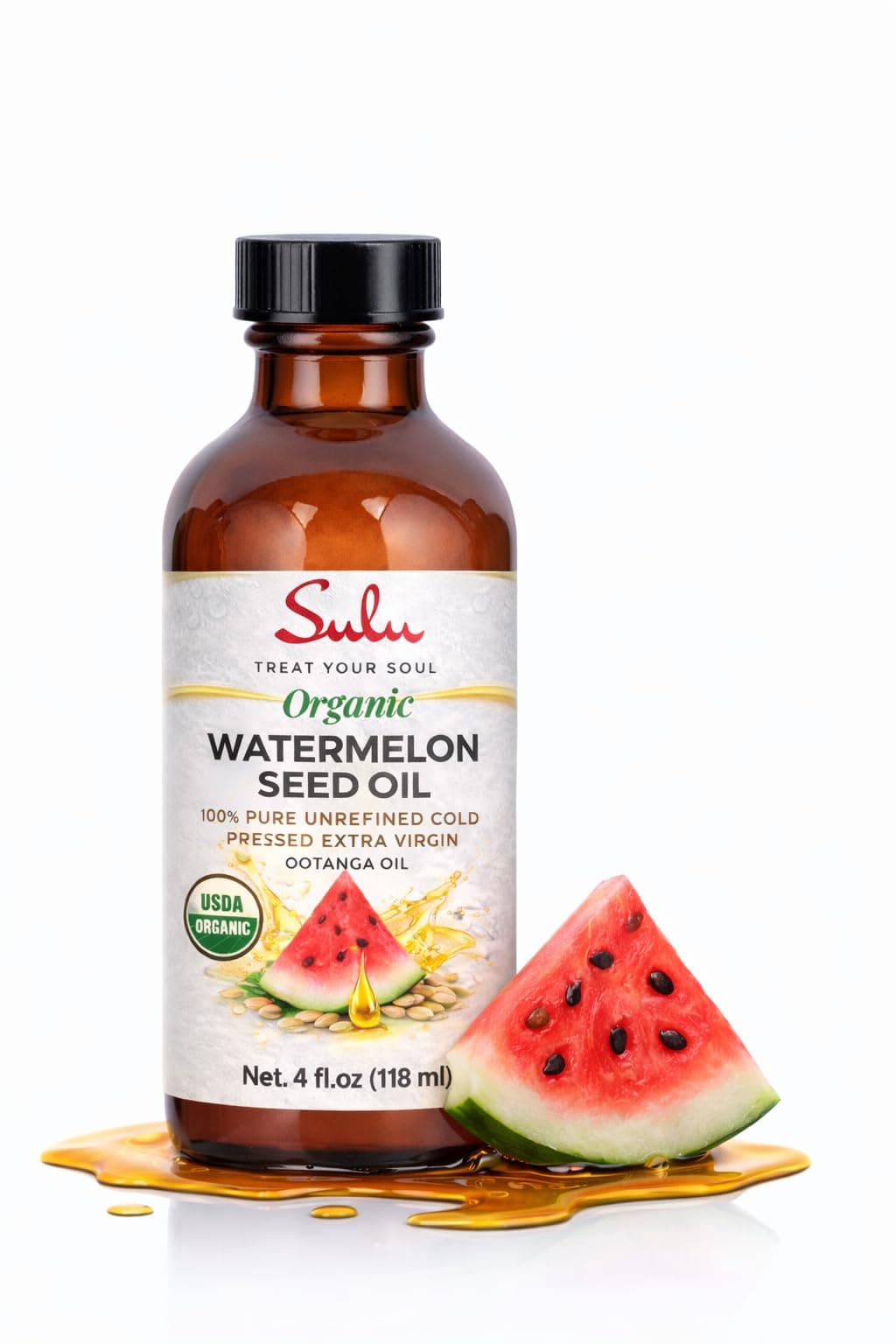 100% Pure Unrefined Cold Pressed Watermelon Seed Oil-Pure Ootanga Oil (4 fl.oz)