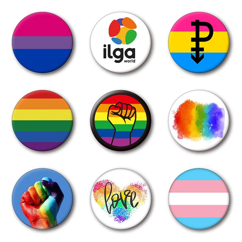 LLLucky 9Pcs Gay & Lesbian Pride Rainbow Enamel Lapel Pin Brooch Badge Fashion Jewelry
