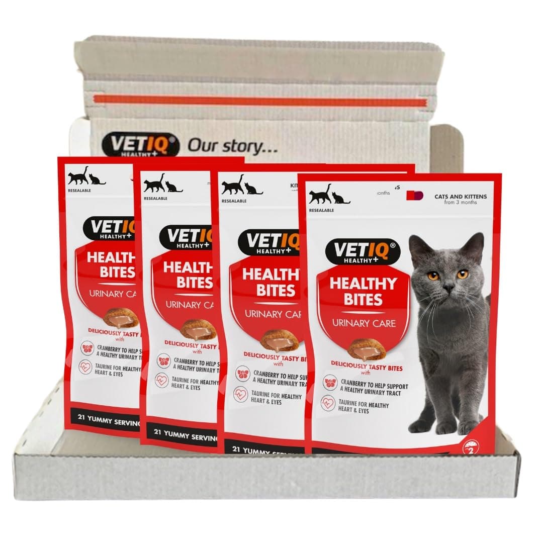 Healthy Bites Urinary Care Treats for Cats & Kittens 3+ Months, with Cranberry, Taurine and Prebiotic Fibre, 65 g (Pack of 4)