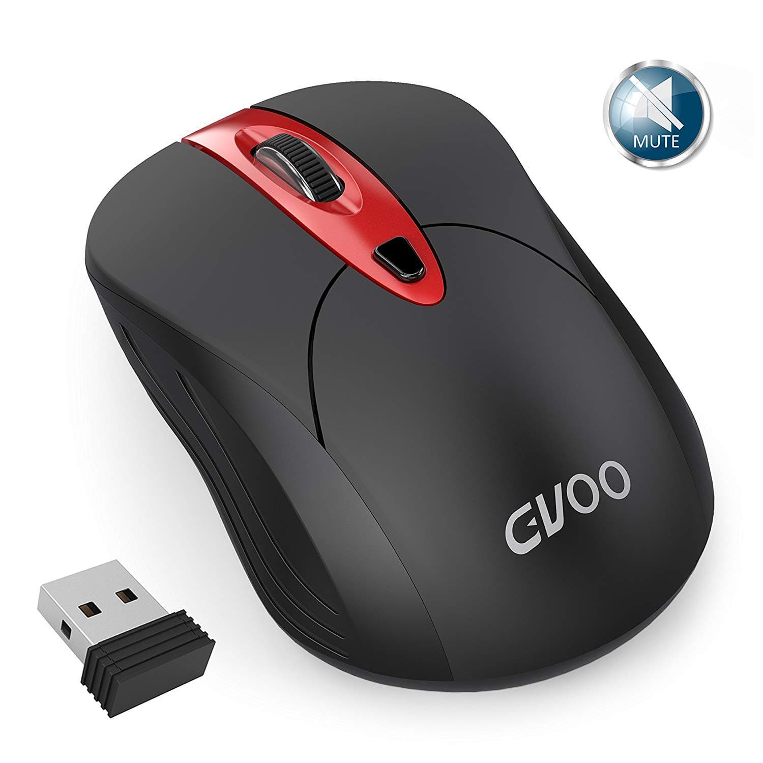 Gvoo Wireless Mouse, 2.4G Noiseless Silent USB Adjustable DPI 1000/1500/2000 Nano Receiver Long Range Optical Cordless Mouse for PC Windows Mac Linux Vista Tablet Computer, Black