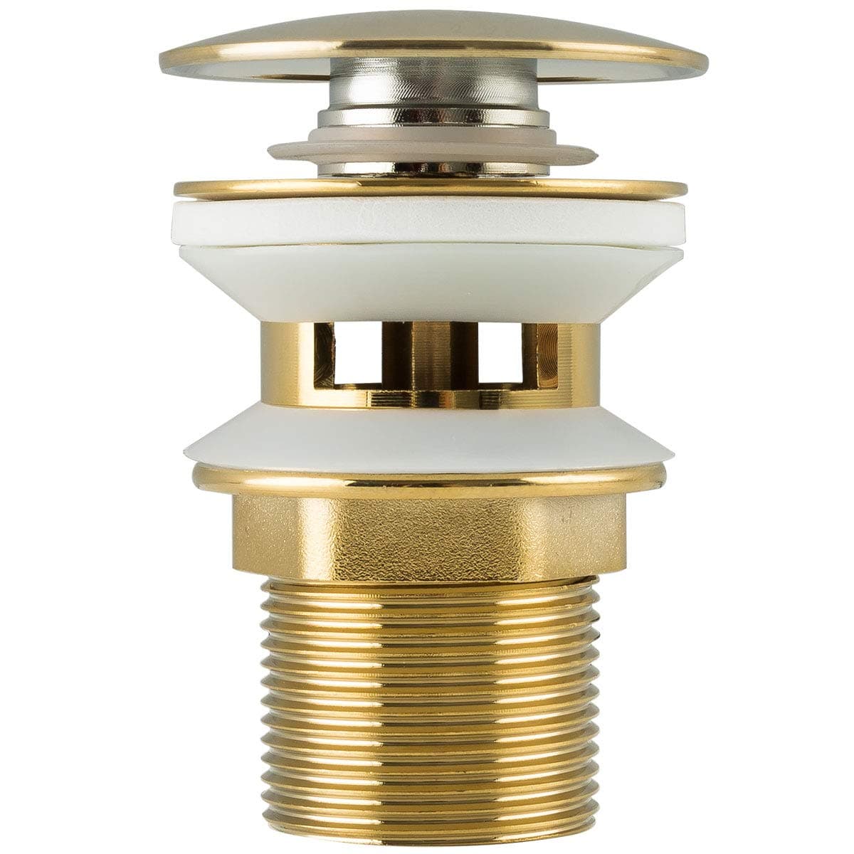 Frap Basin Sink Waste Slotted Pop Up Click Clack Sprung Plug with Overflow for Bathroom Sink Tap , Brushed Gold