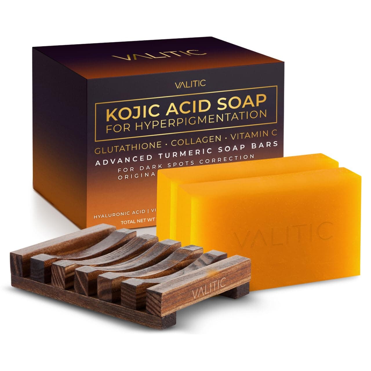 VALITIC - Kojic Acid Soap for Hyperpigmentation - With Glutathione, Collagen and Vitamin C - Natural Soap Sticks