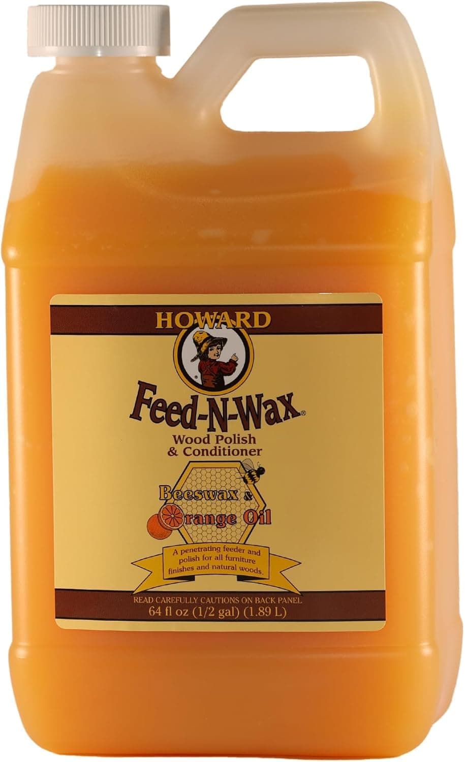Feed N Wax Wood Polish Conditioner Cleaner FW0064 Orange Oil, Beeswax for Mahogany, Oak, Teak and Wooden Furniture 1892ml (64oz)