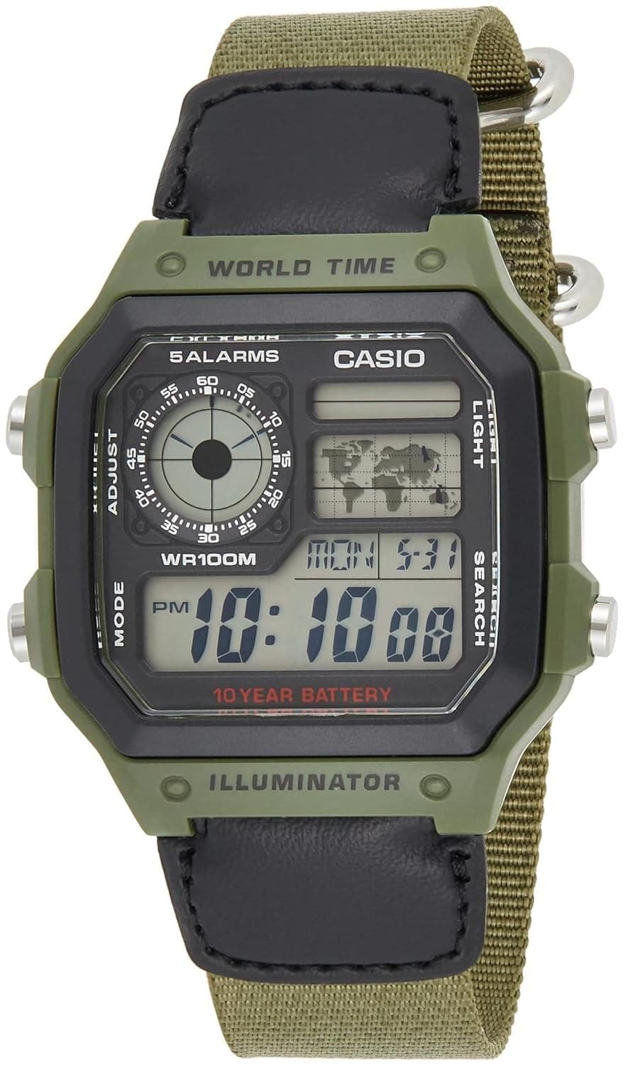Casio Men's Watch - AE-1200WHB-3BVDF Grey Dial, Green Band