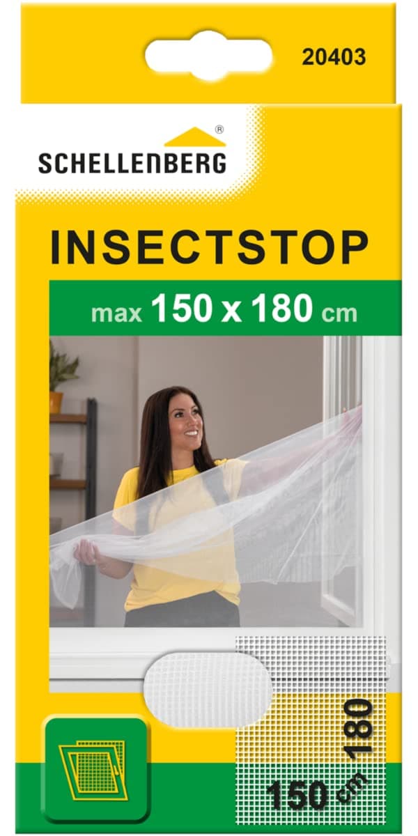 Schellenberg 20403 Fly Screen, Insect, Mosquito Protection for Windows – Various Sizes, White, 150x180cm