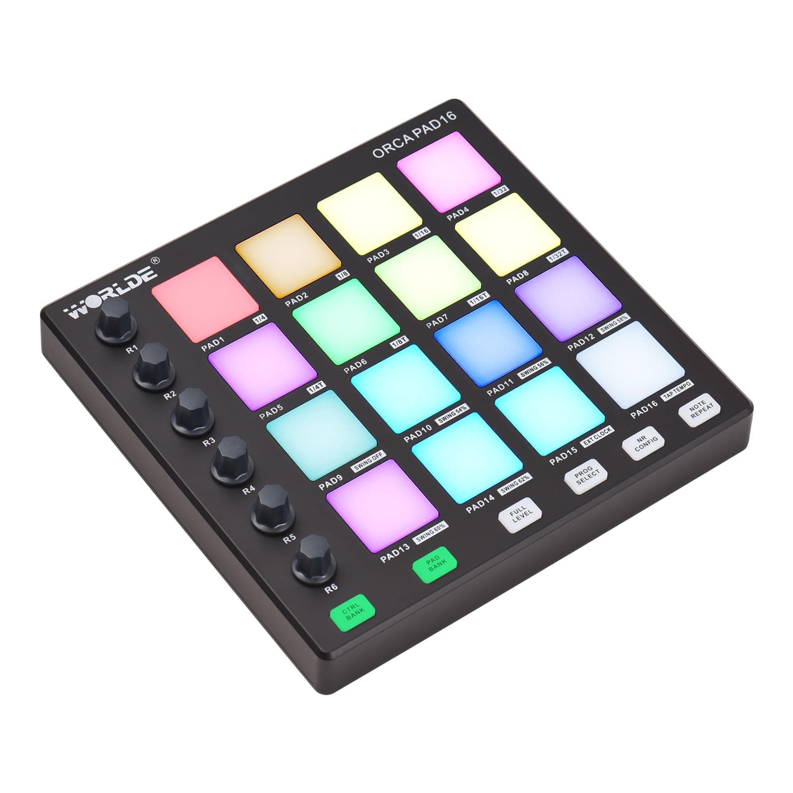 MIDI Controller Beat Maker Usb Midi Keyboard Machine 6 Assignable Knobs Note Repeat Full Level Buttons and Production Software Portable Mini MIDI Controller