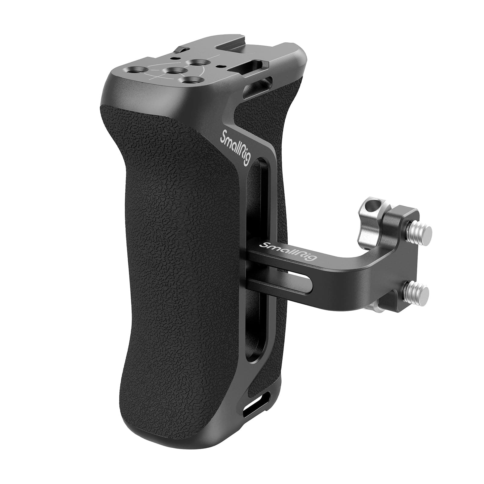 SmallRig Aluminum Side Handle for Camera Cages, Universal Ergonomic Side Handgrip with Bulit-in 1/4"-20 Locating Hole, Strap Hole, Cold Shoe, 36mm Up/Down Adjustable
