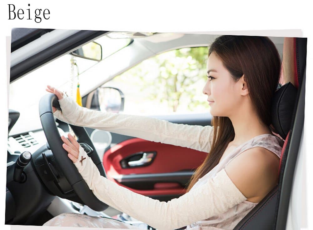 FORUN driving car Uv sun block long lace fingerless arm sleeve glove(5 color choice)