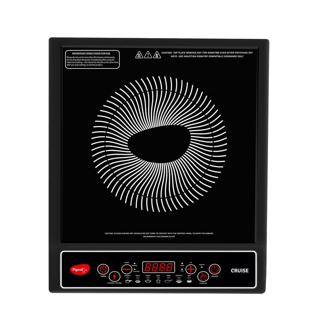 by Stovekraft Cruise 1800 watt Induction Cooktop With Crystal Glass 7 Segments LED Display, Auto Switch Off - Black