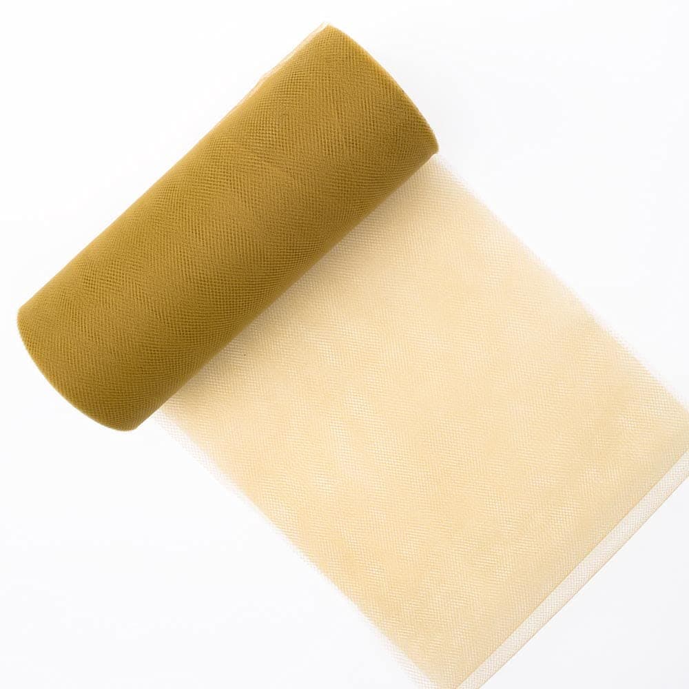 Creative Ideas Tulle Fabric Roll 6" by 25 yd (75'), 29 Colors Available, Gold