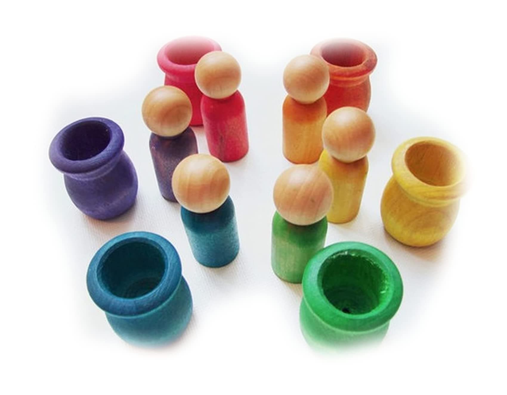 Little People Rainbow World Pretend Peg People and Cups Dexterity Toy