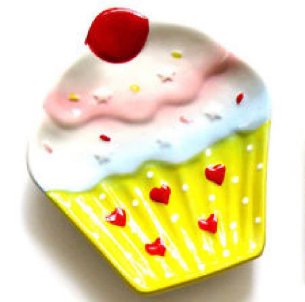 NEW Cupcake Design Plate Kitchen Utensil Spoon Rest Holder Stove Counter Top, Blue