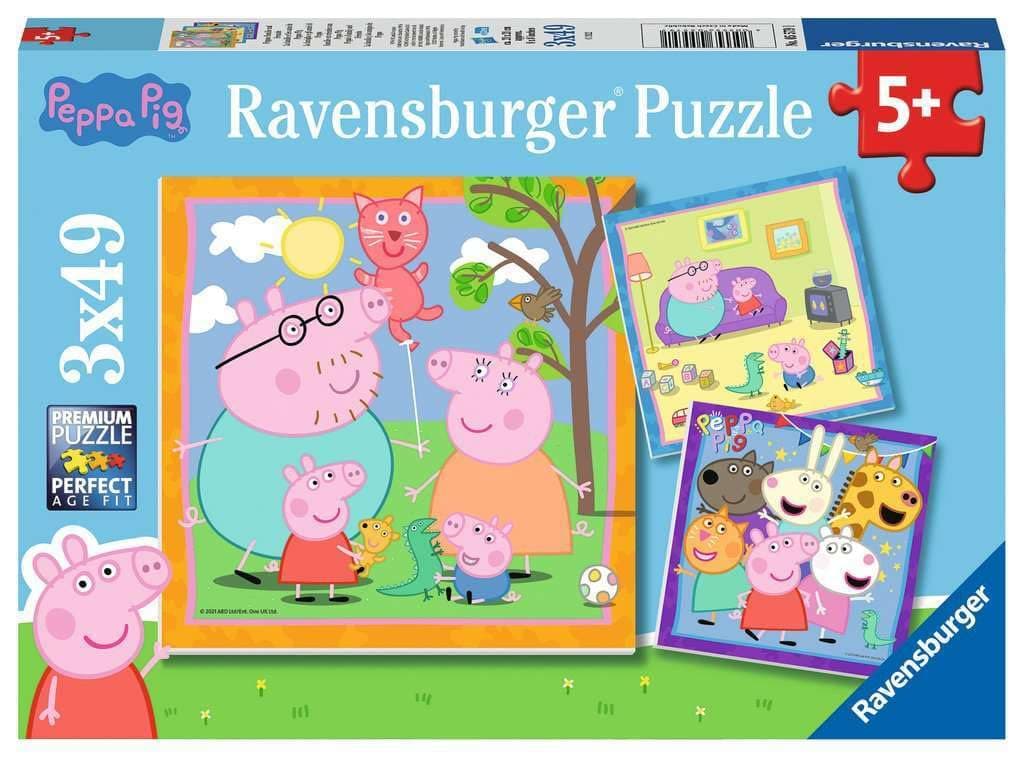 Ravensburger Peppa Pig Family & Friends 3×49‑Piece Jigsaw Puzzle Set | Three Colourful Puzzles Featuring Peppa, George & Friends, 17.8×17.8 cm Each – Perfect for Ages 5+ | 05579-1