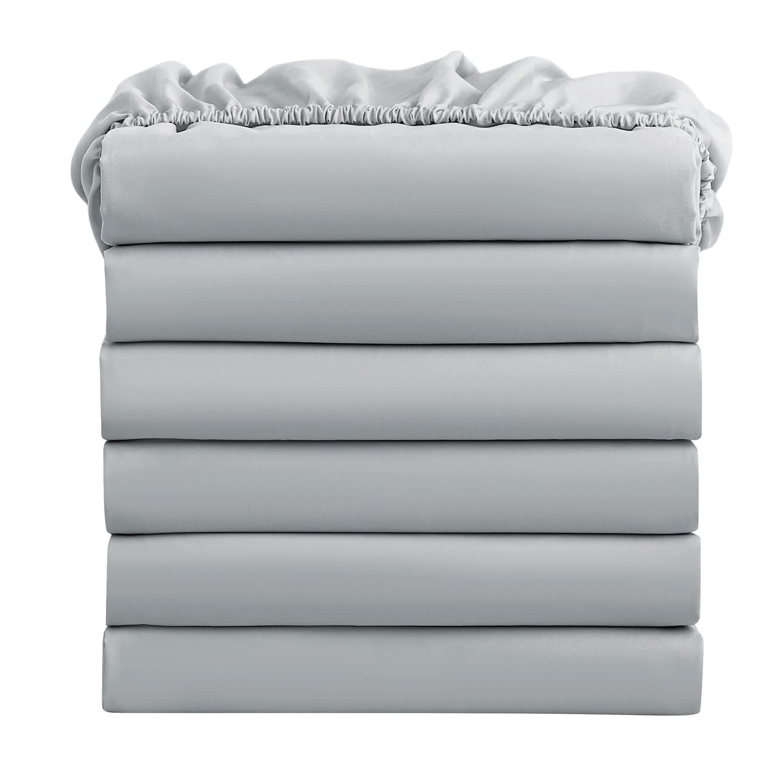 FreshCulture King Fitted Sheets, Bulk Pack of 6, Deep Pocket, Soft Microfiber Bottom Sheets for Home, Salons, Hotels, King Size Fitted Sheets Only (Light Grey)