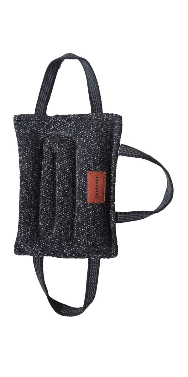 Tealover Dog Training Bite Tug Toy with 3 Handles Jute Bite Pillow,Black