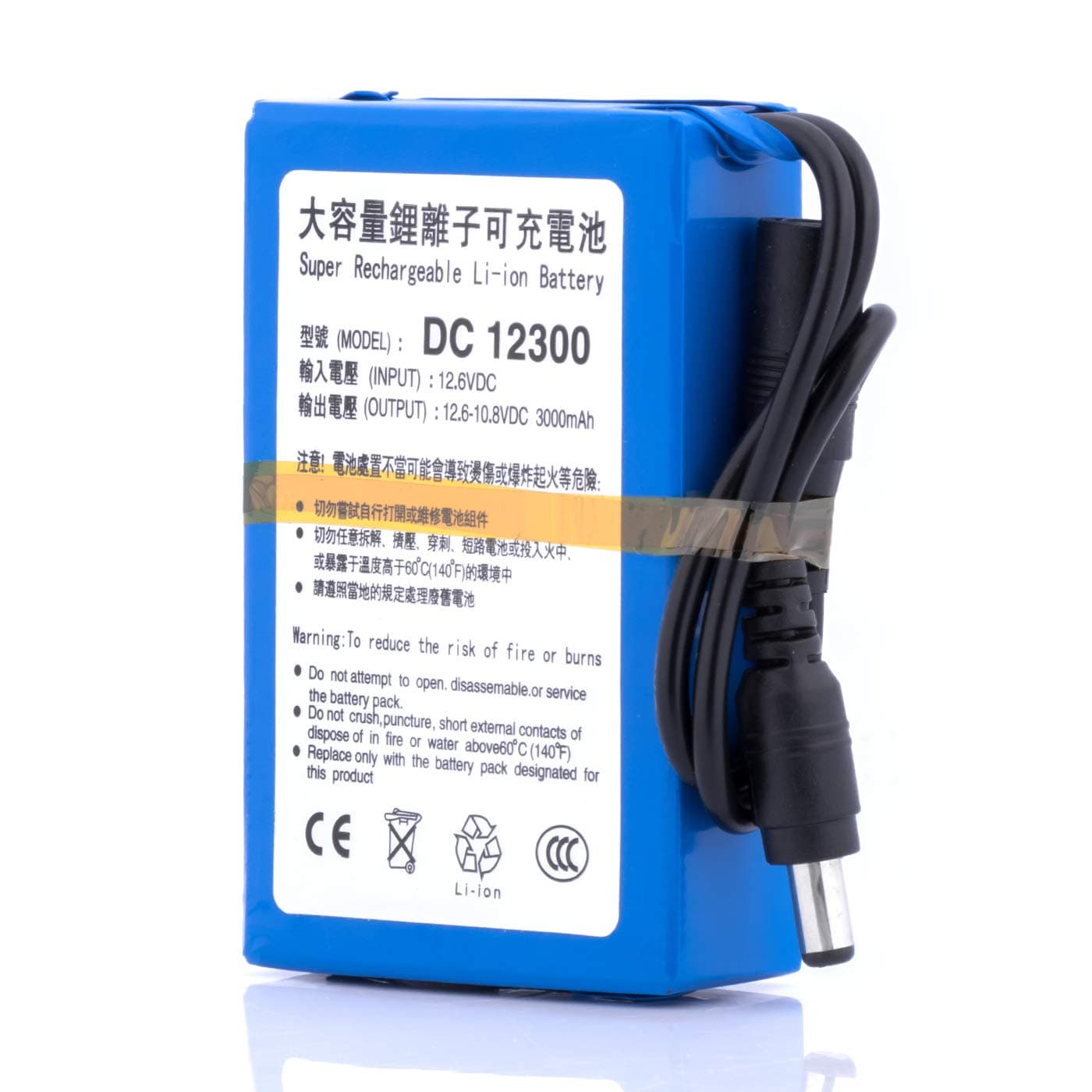 Super Polymer Rechargeable 3000mAh Lithium ion Battery for Fishing Finder,Guitar Spectra S2 and More DC 12V DC12300 Blue