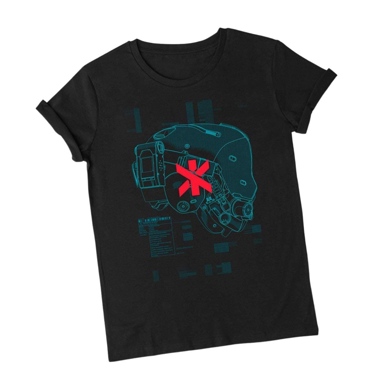 Trauma Team Combat Helmet Cyberpunk 2077 T-Shirt for Men - Official Apparel Inspired by The Hit Video Game Black