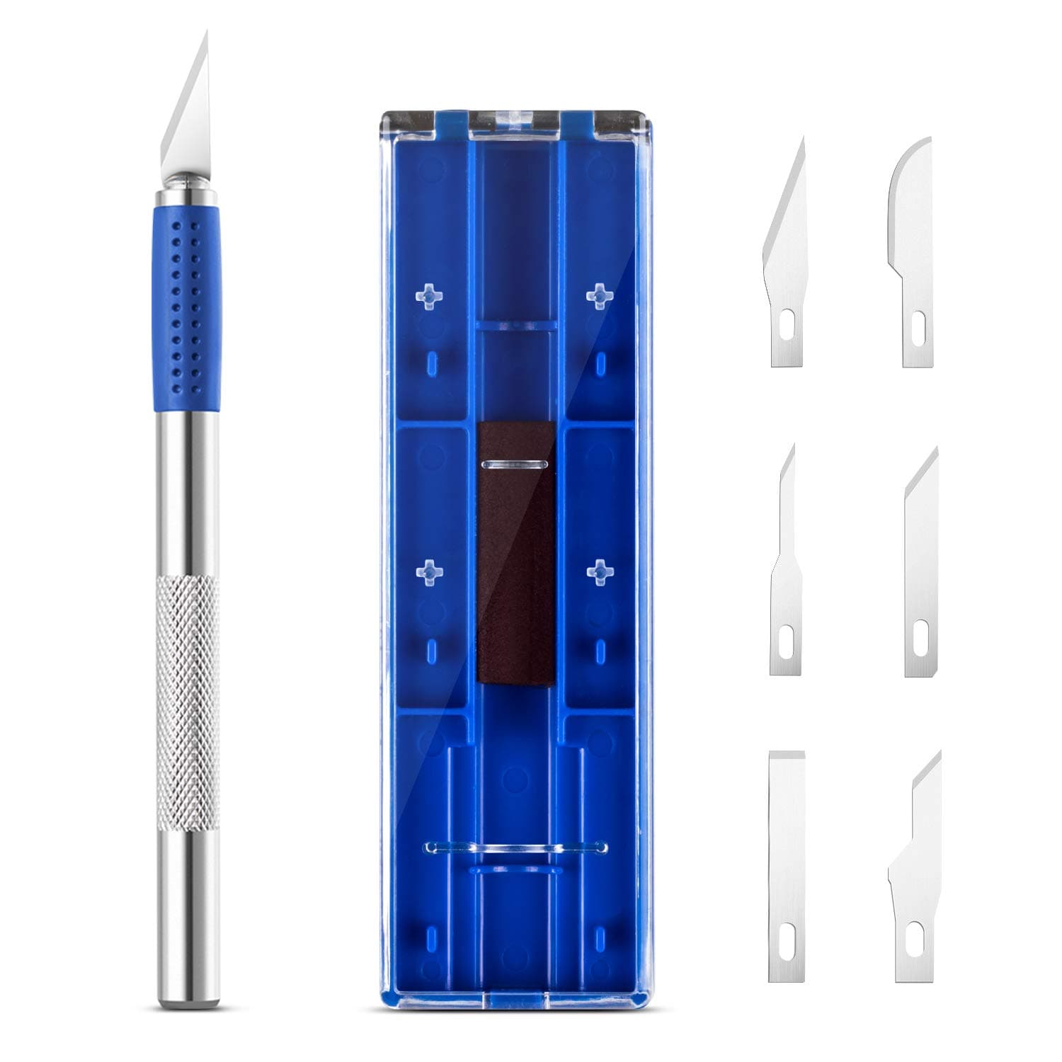ORIENTOOLS Craft Hobby Knife Precision Steel Cutter Set for DIY Art Work Cutting - 1 Handles and 6 Spare Blades with Storage Case