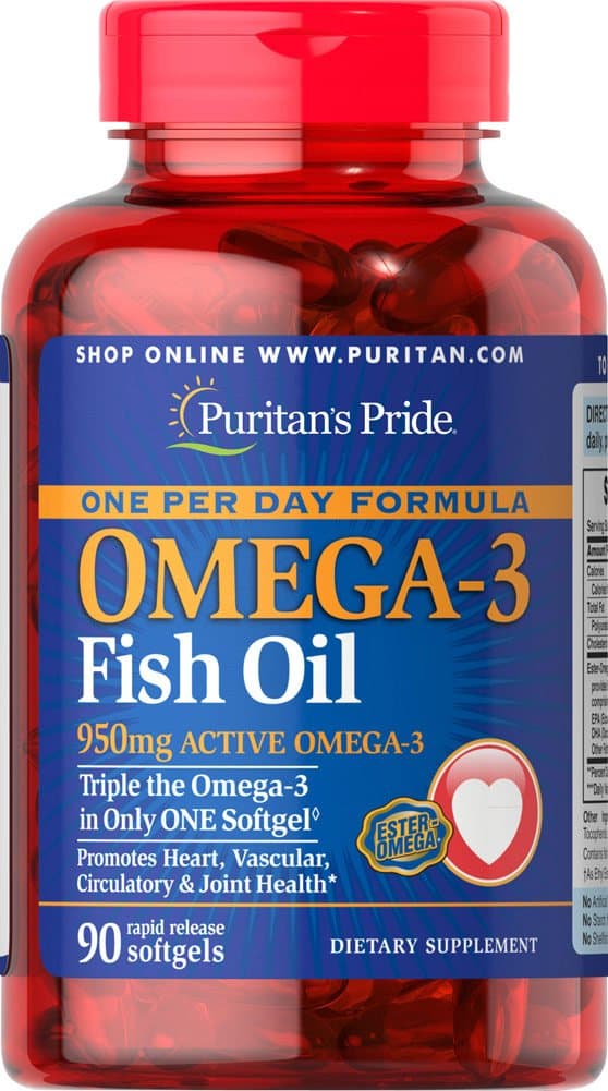 Puritan's Pride One Per Day Omega-3 Fish Oil 1360 mg (950 mg Active Omega-3)-90 Softgels
