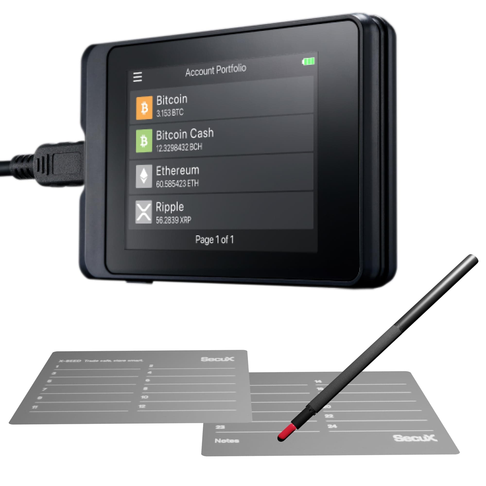 SecuX W10C-PLUS Crypto Wallet with Intuitive Touchscreen, Military-Grade Security, Type-C and XSEED Backup for Bitcoin, Ethereum, Doge, NFTs and Cryptocurrency