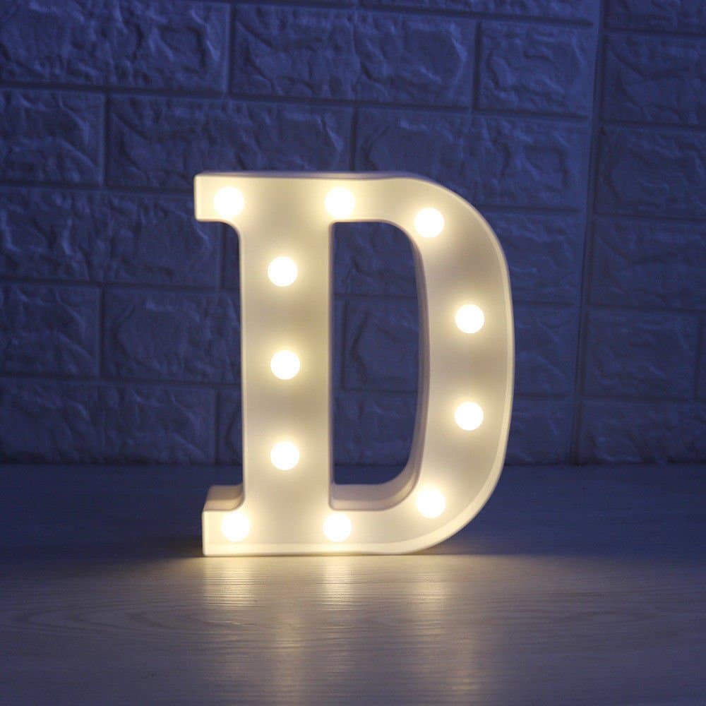 Alphapet Decorative Light Up Sign Led Letters Lights Decoration For Festival Party Wedding Holiday（D Warm White&Battery Operated） (D)