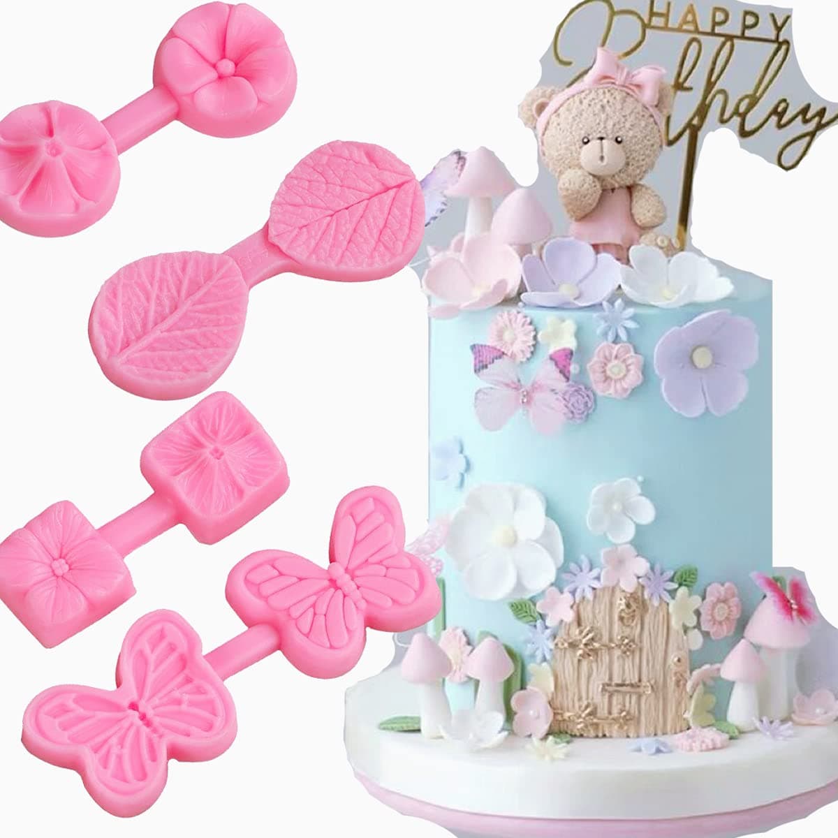 3D butterfly sugarcraft silicone mold flower gumpaste cake decorating leaf veiner fondant cupcake decotions