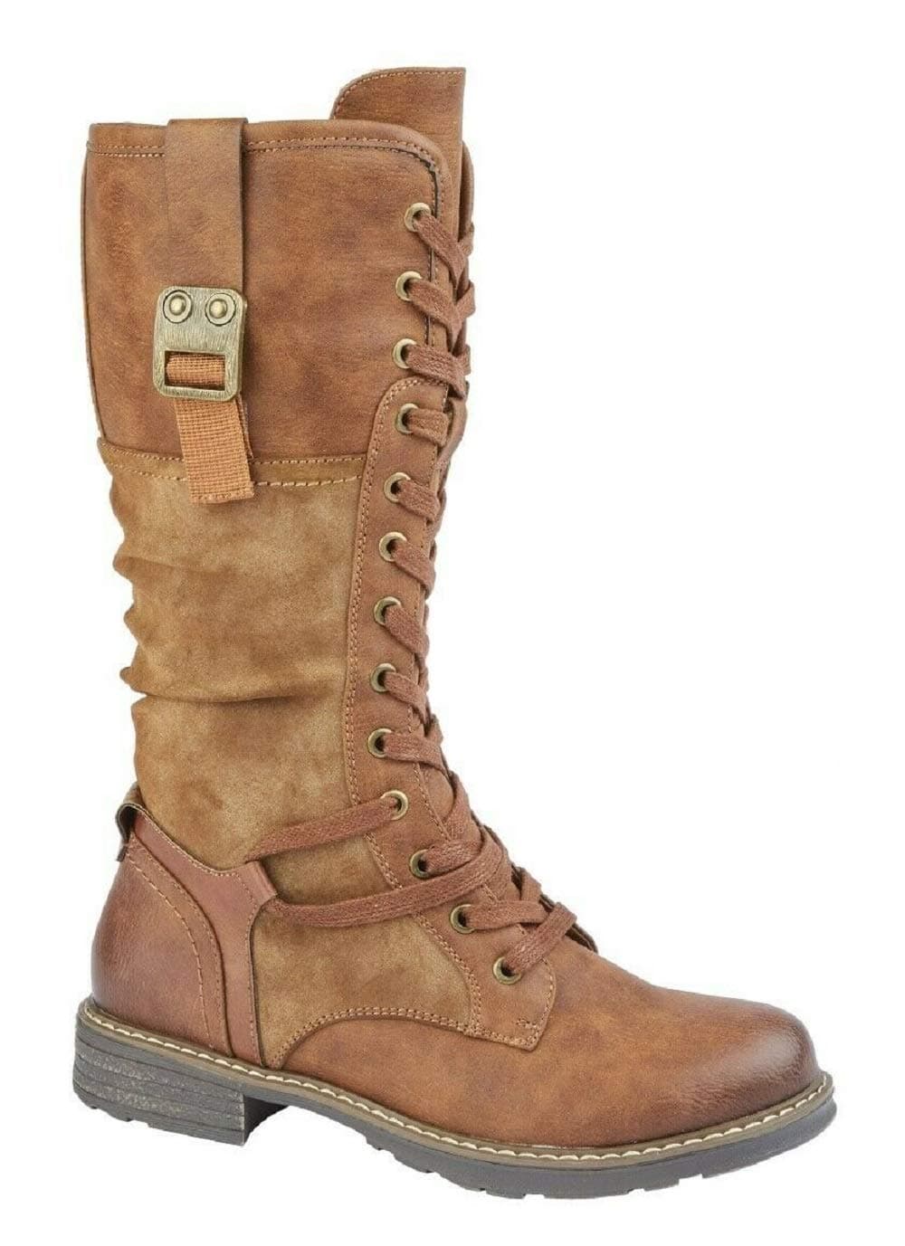 Cipriata Gabriela Womens Tall Lace Zip Boot (Tan, Numeric_5)