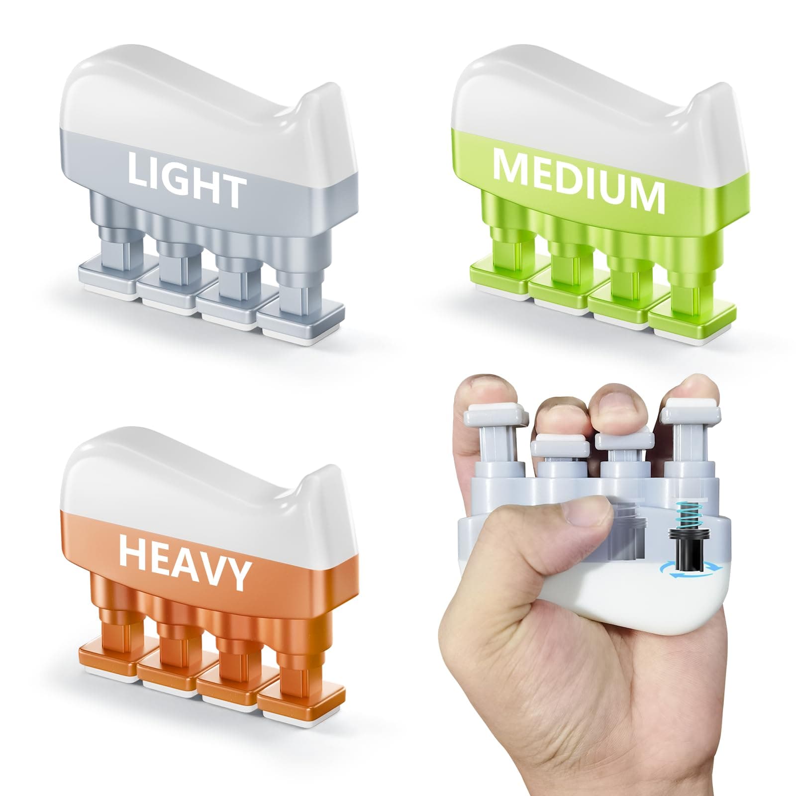 KDG Finger Strengthener (3 Pack,3LB-12LB),Grip Strength Trainer,Adjustable Fi...
