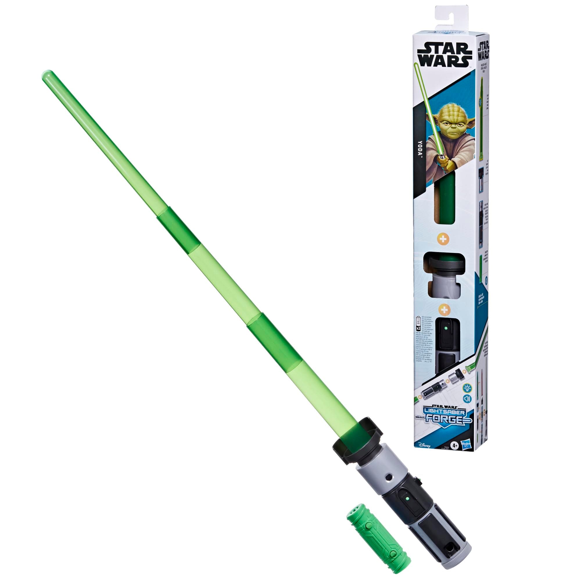 STAR WARS Lightsaber Forge Yoda, Green Customizable Electronic Lightsaber, Toys for 4 Year Old Boys and Girls