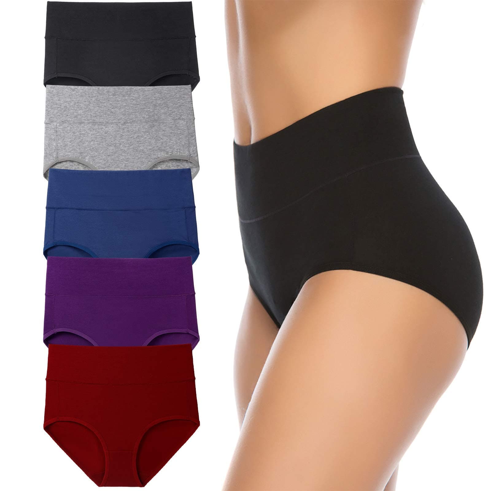 Annenmy Women's High Waist Cotton Underwear Soft Brief Panties Regular and Plus Size