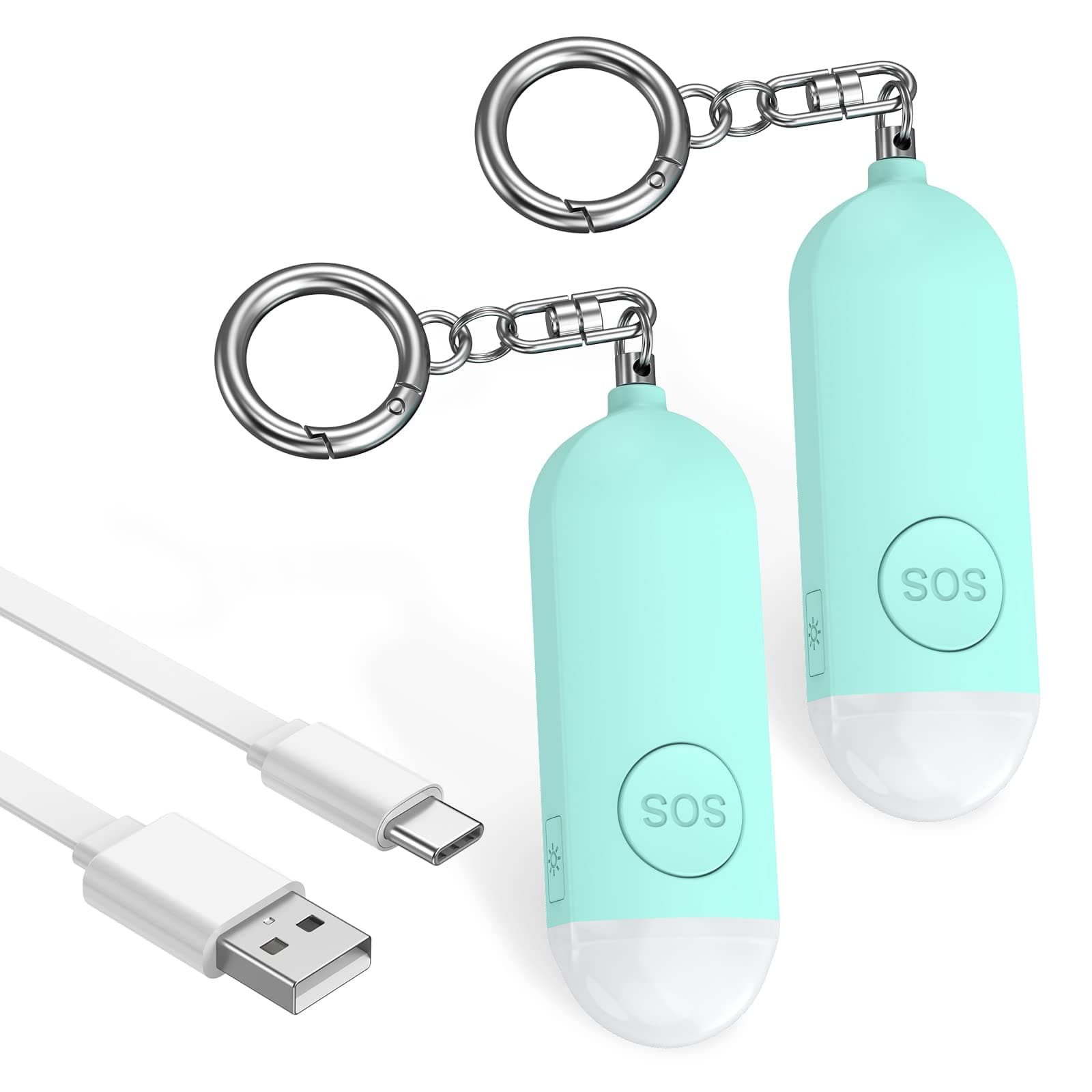 AMIR Personal Safety Alarm for Women - 130DB Safe Sound Personal Alarm - Personal Security Alarm Keychain with LED Lights, Emergency Safety Alarm for Women, Men, Children, Elderly - Blue, 2 Pack